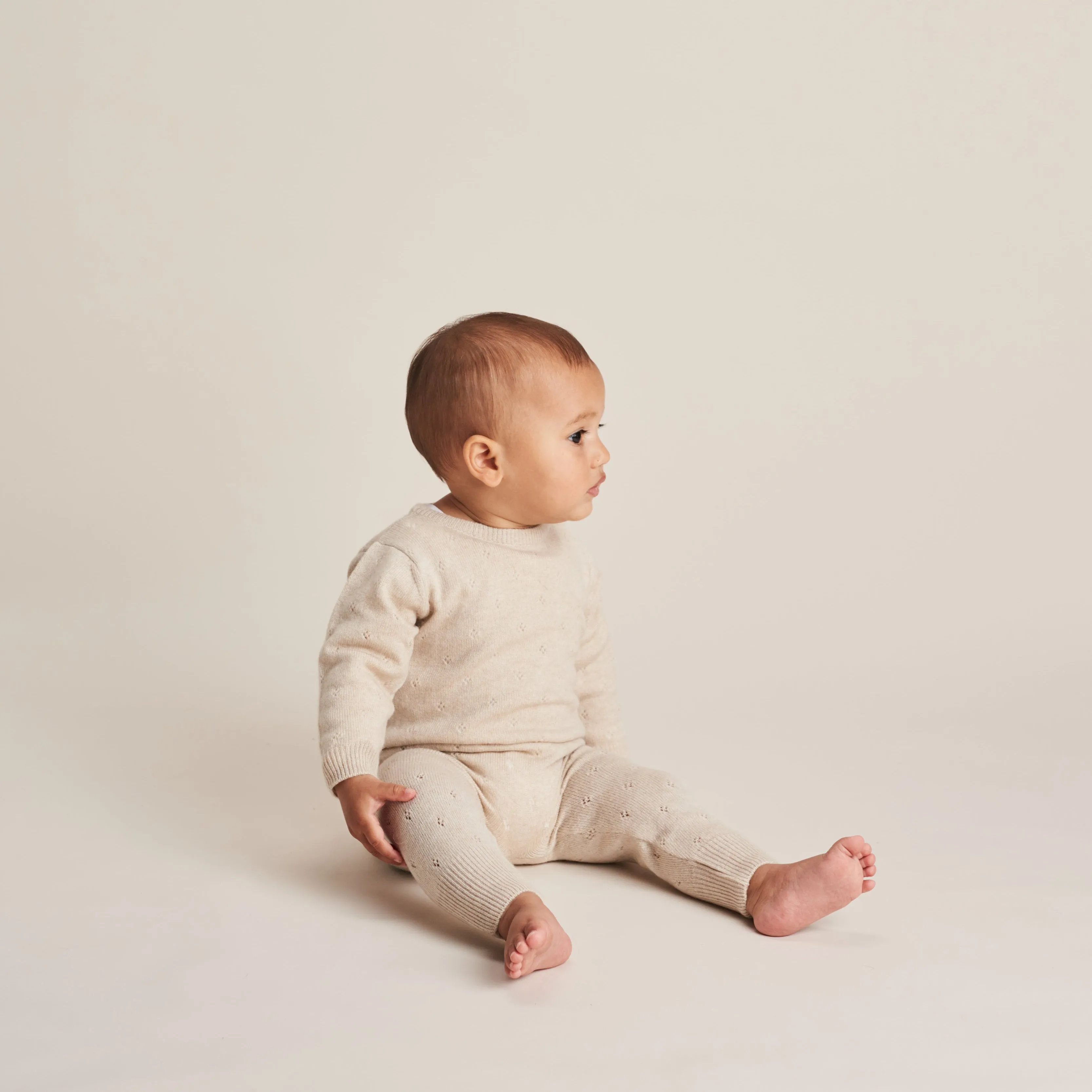 Pointelle Romper - Oatmeal Marl