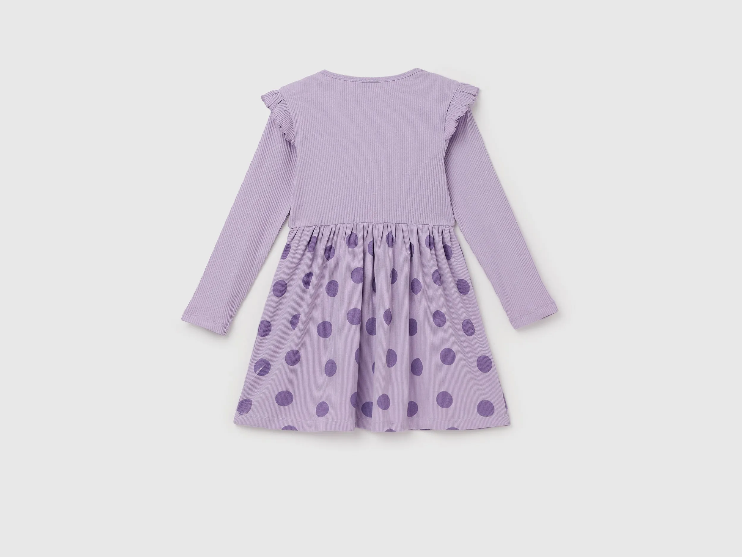Polka Dress With Rib Top Regular Fit Dress