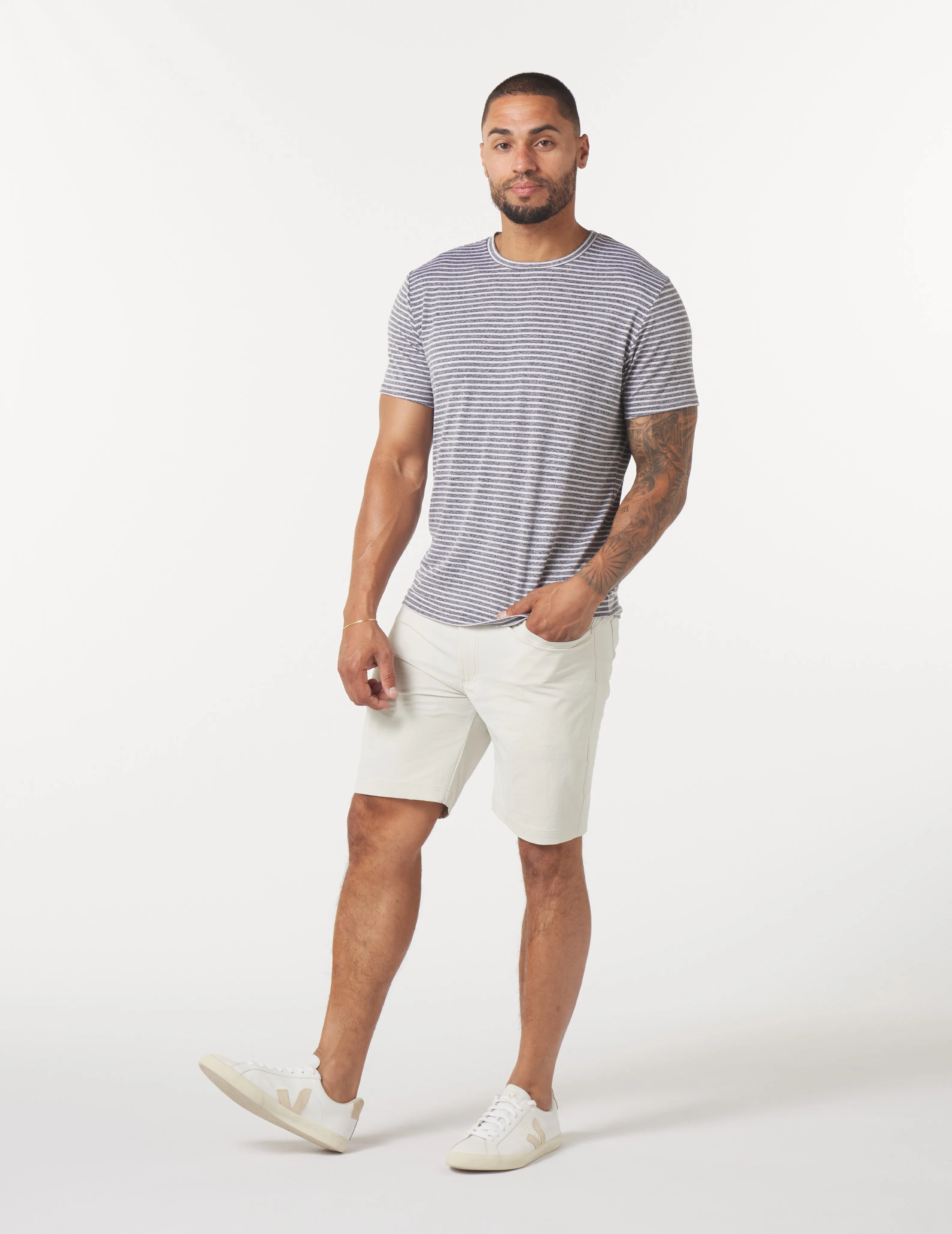 Powertek 5 Pocket Short: Oatmilk