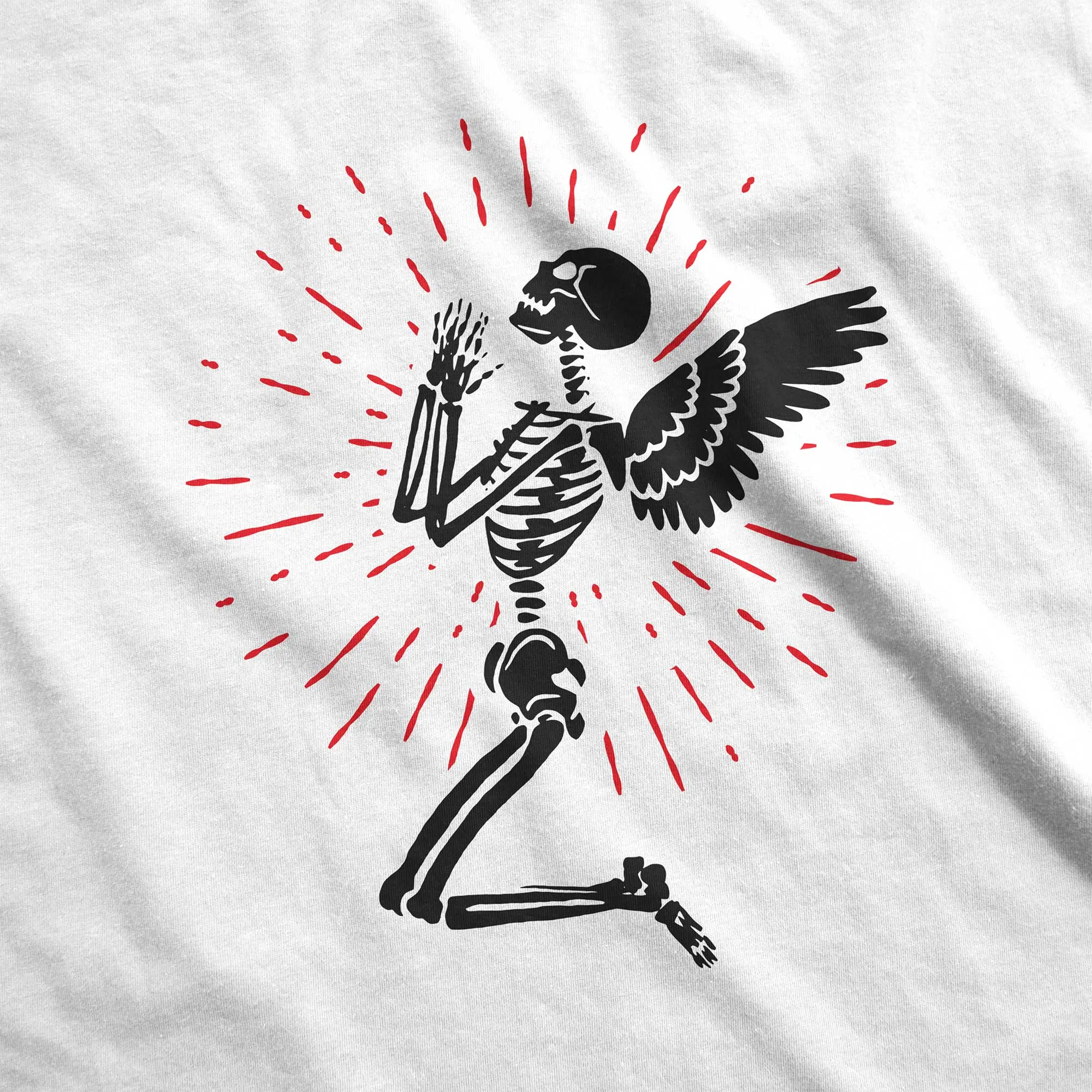 Praying Winged Skeleton - Women’s Flex Scoop Neck Tee