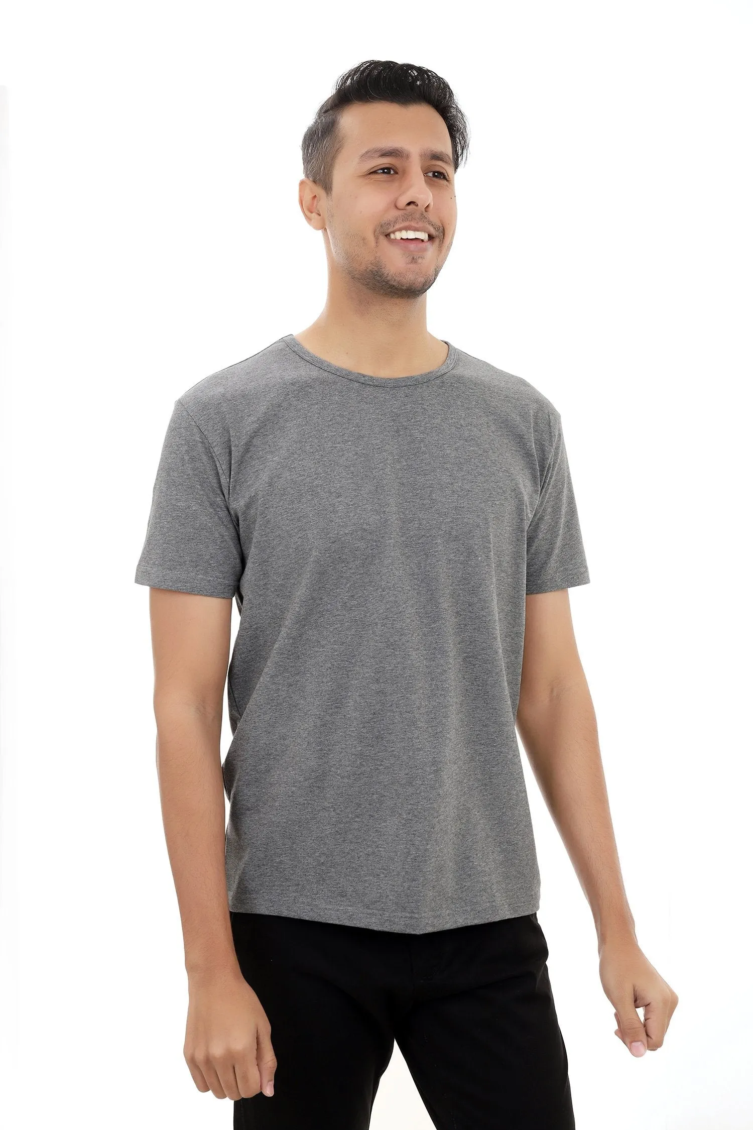 PREMIUM COTTON CREW NECK TEE-DARK-GREY