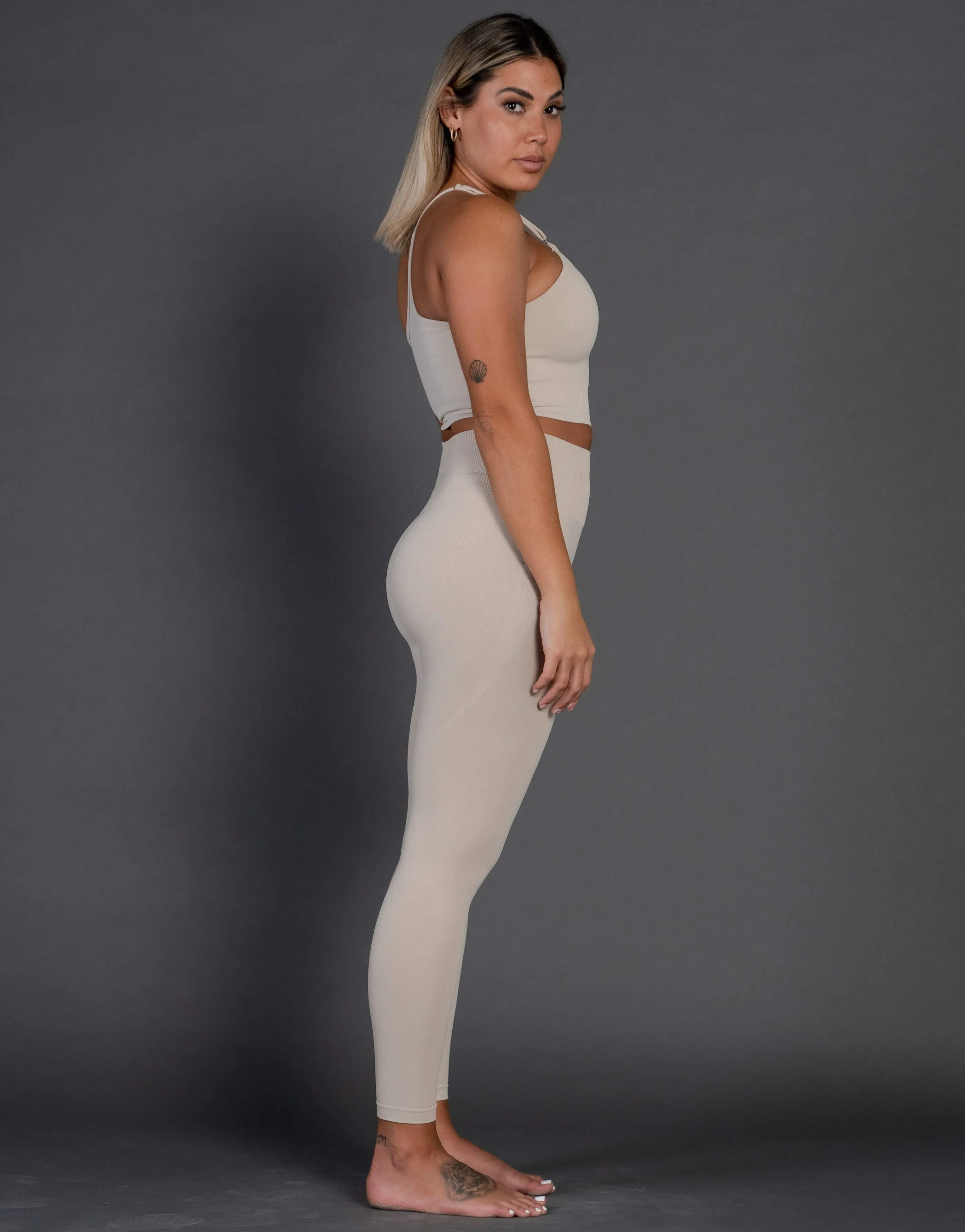 Premium Seamless V4 Tights - Ivory Beige