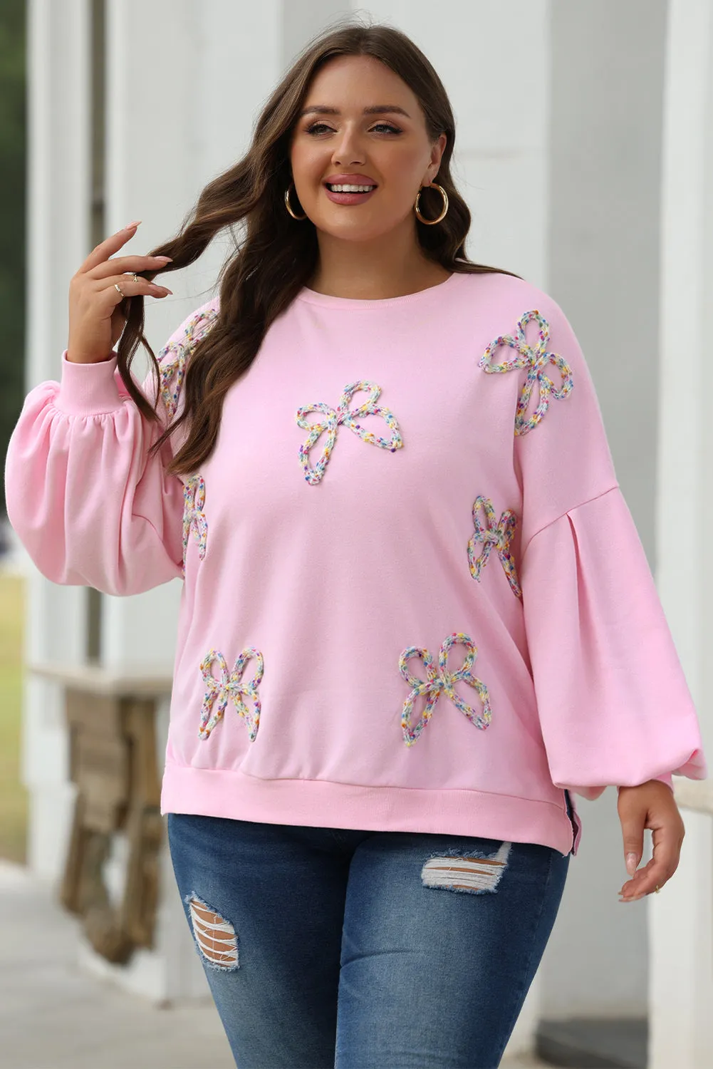 Pretty In Bows Light Pink Pullover Sweatshirt