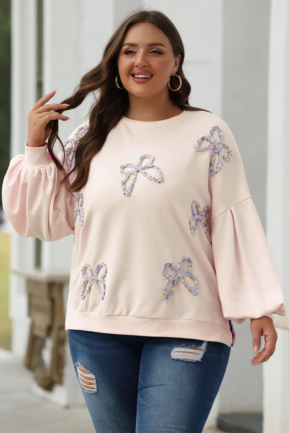 Pretty In Bows Parchment Pullover Sweatshirt