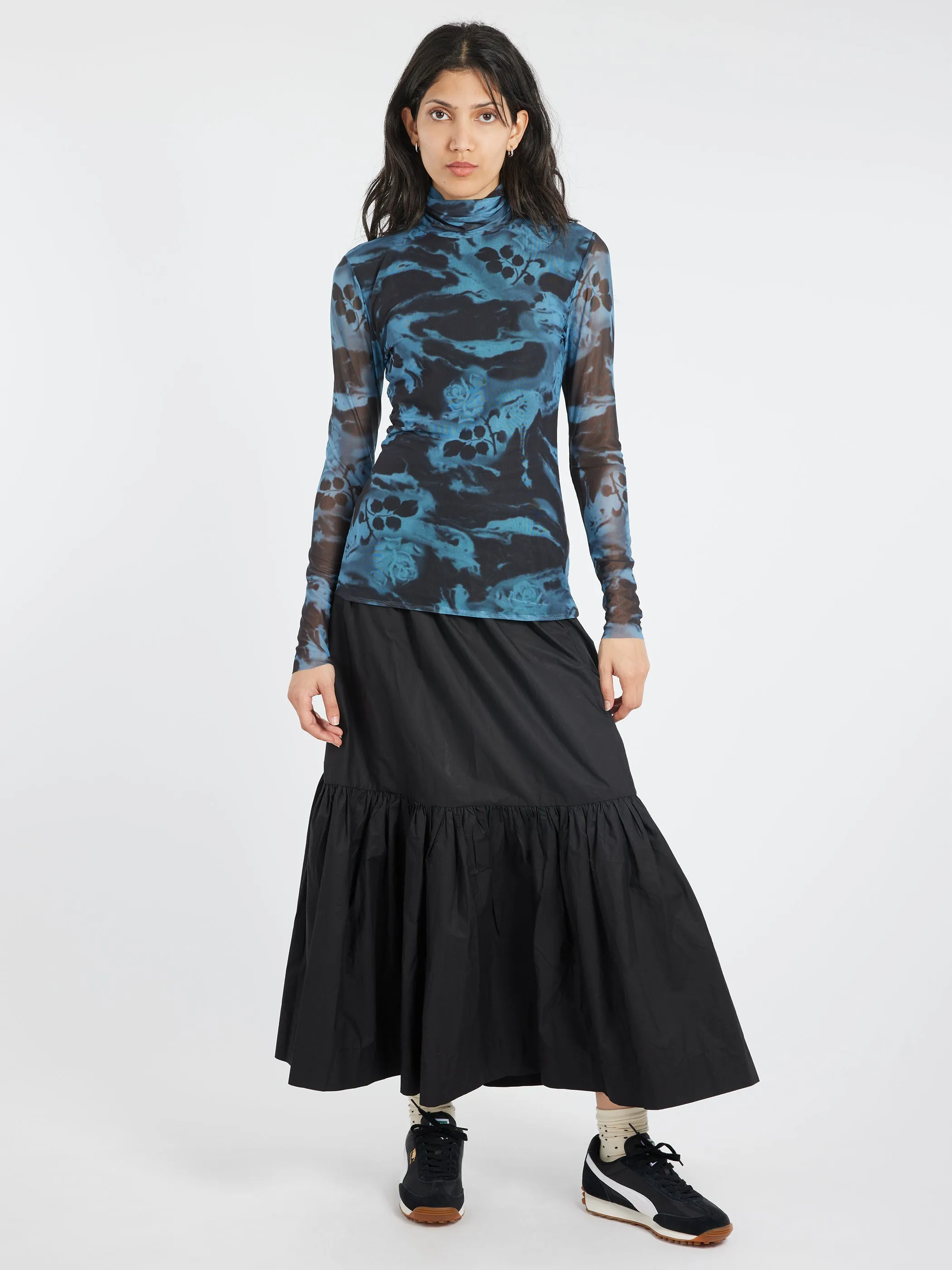 Printed Mesh L/S Rollneck