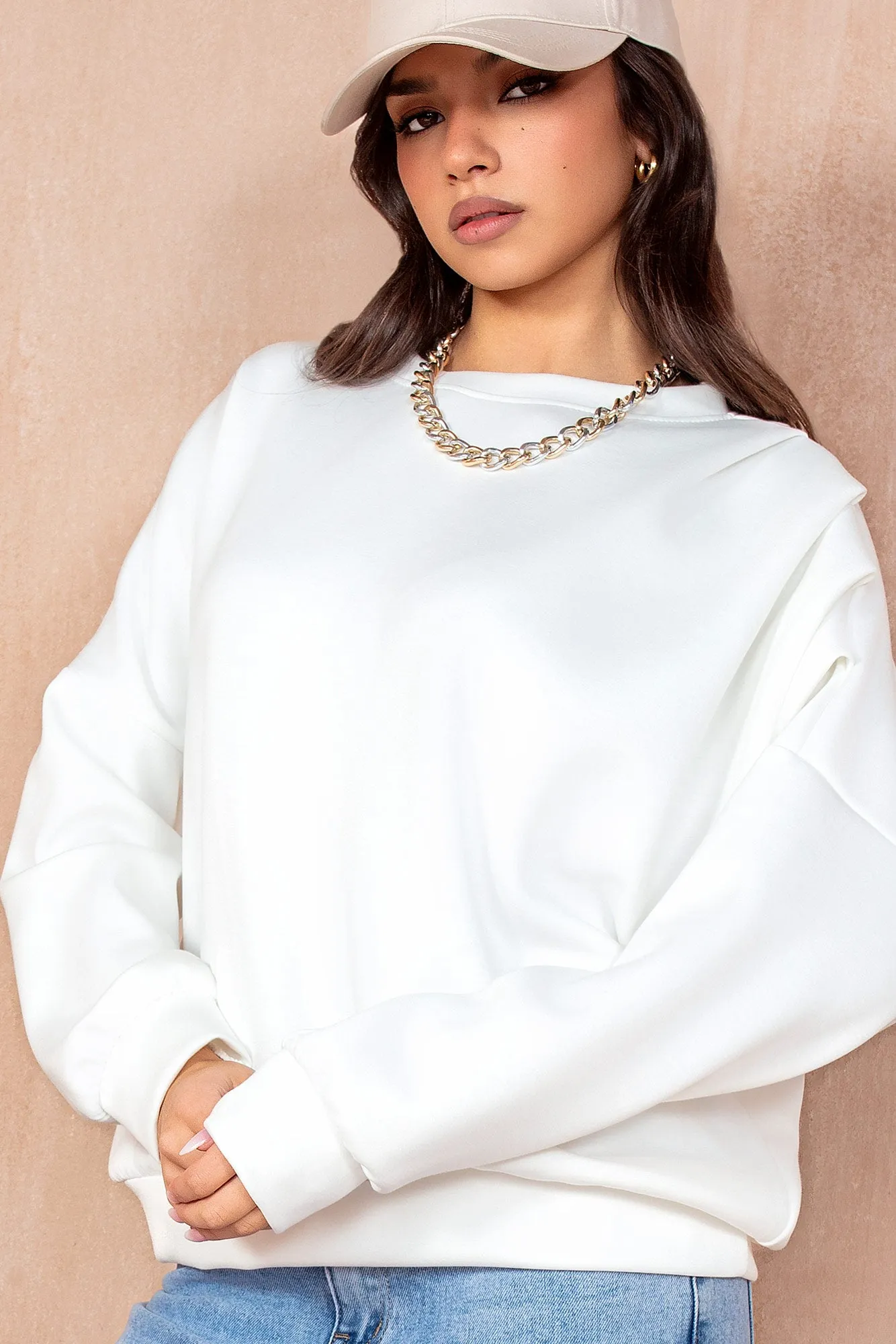 Priscilla White Oversized Sweatshirt