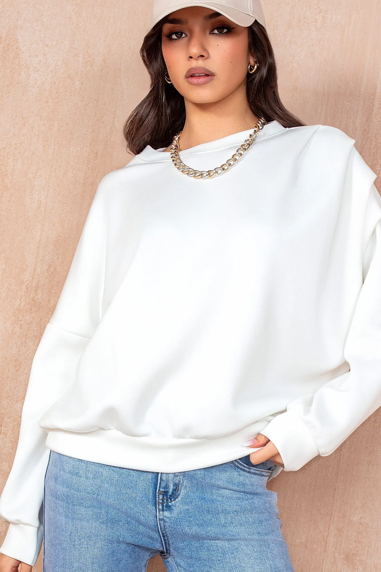 Priscilla White Oversized Sweatshirt