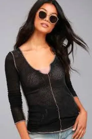 Project Social T Elodie Seamed Mesh L/S | MW Black