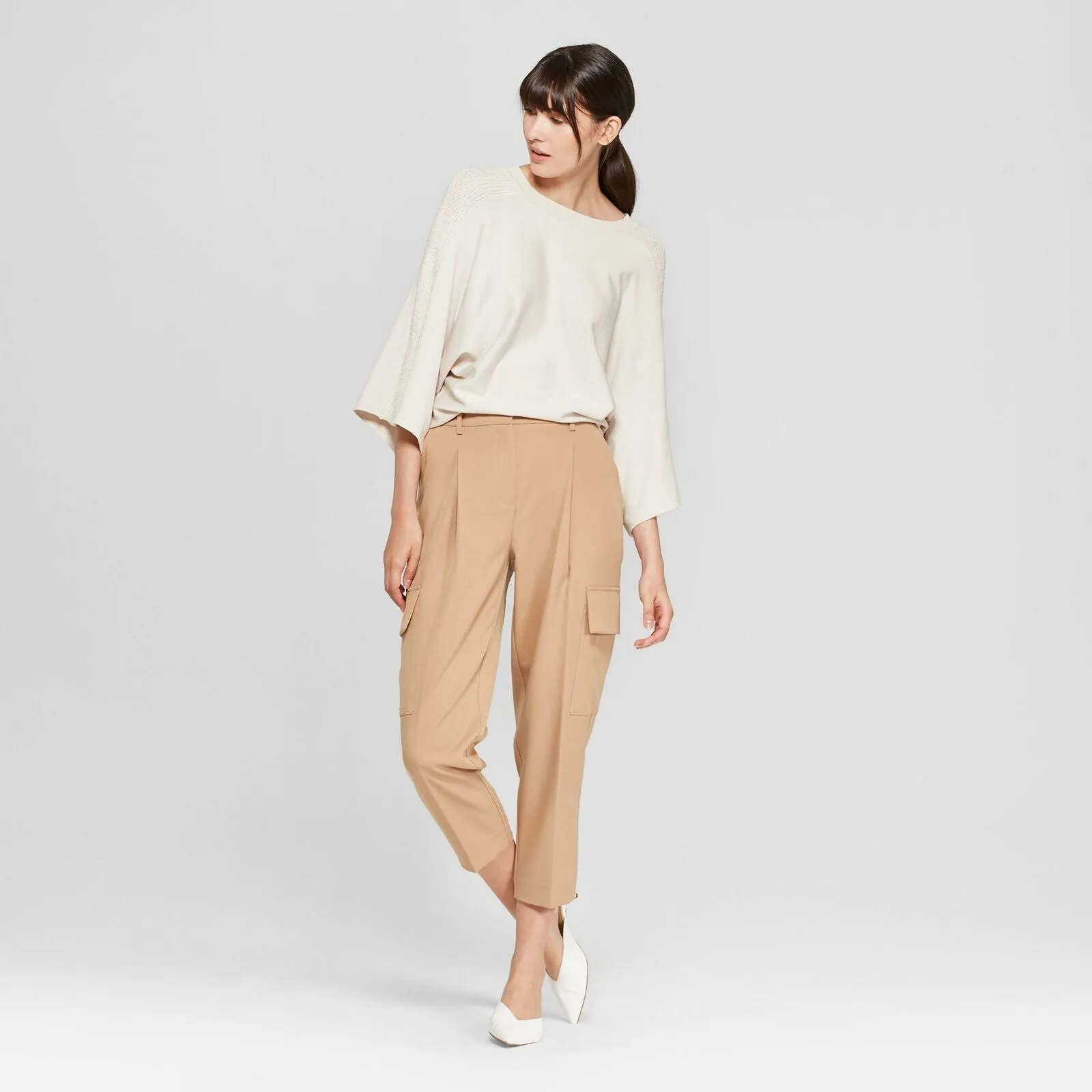 Prologue Women's Straight Leg Cropped Cargo Dress Pants