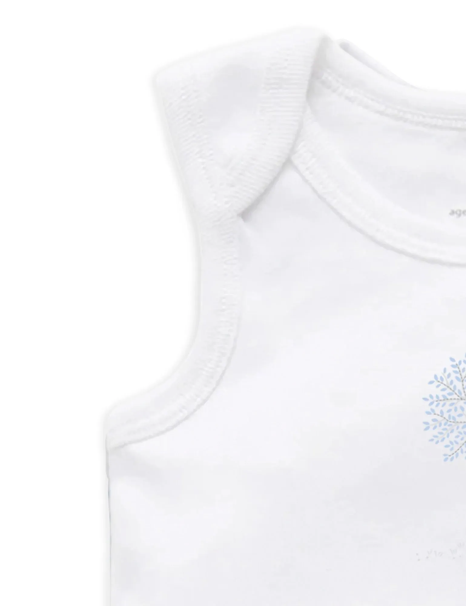 Purebaby Organic Singlet Bodysuit 2 Pack - White & Pale Blue Mélange Stripe