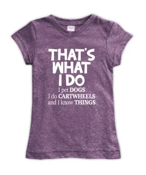 Purple 'I pet dogs I do cartwheels' Fitted Tee
