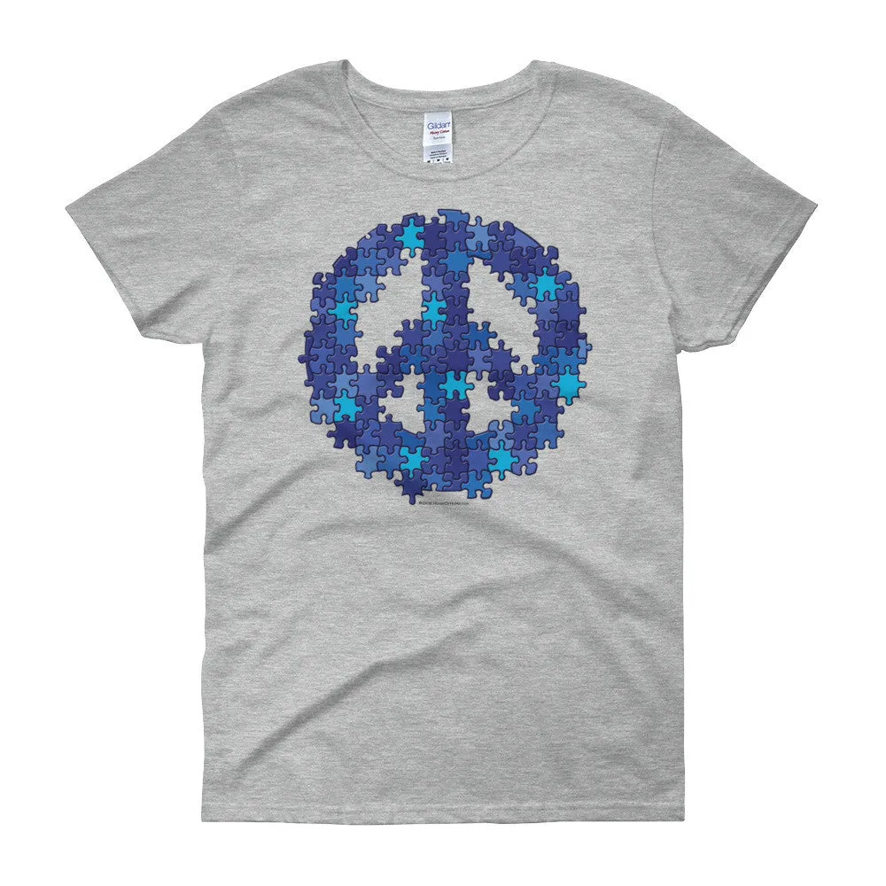 Puzzle Peace Sign Fitted T-Shirt