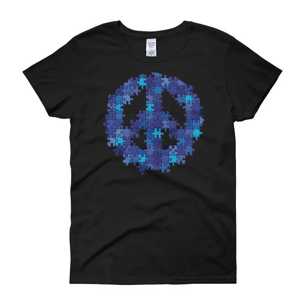 Puzzle Peace Sign Fitted T-Shirt