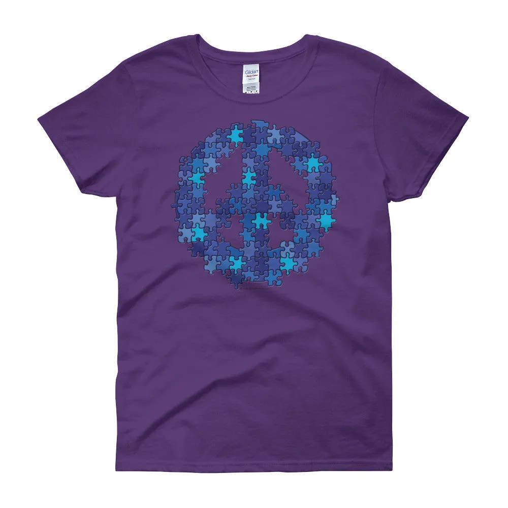 Puzzle Peace Sign Fitted T-Shirt