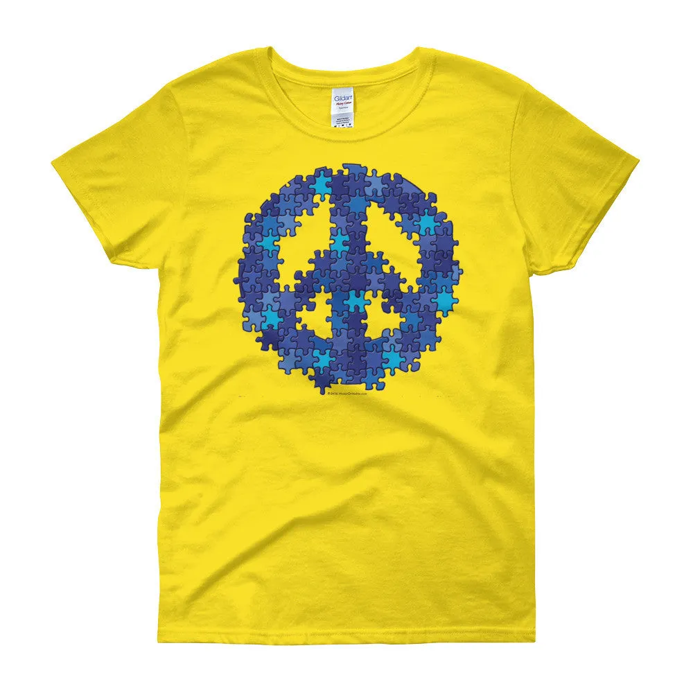 Puzzle Peace Sign Fitted T-Shirt