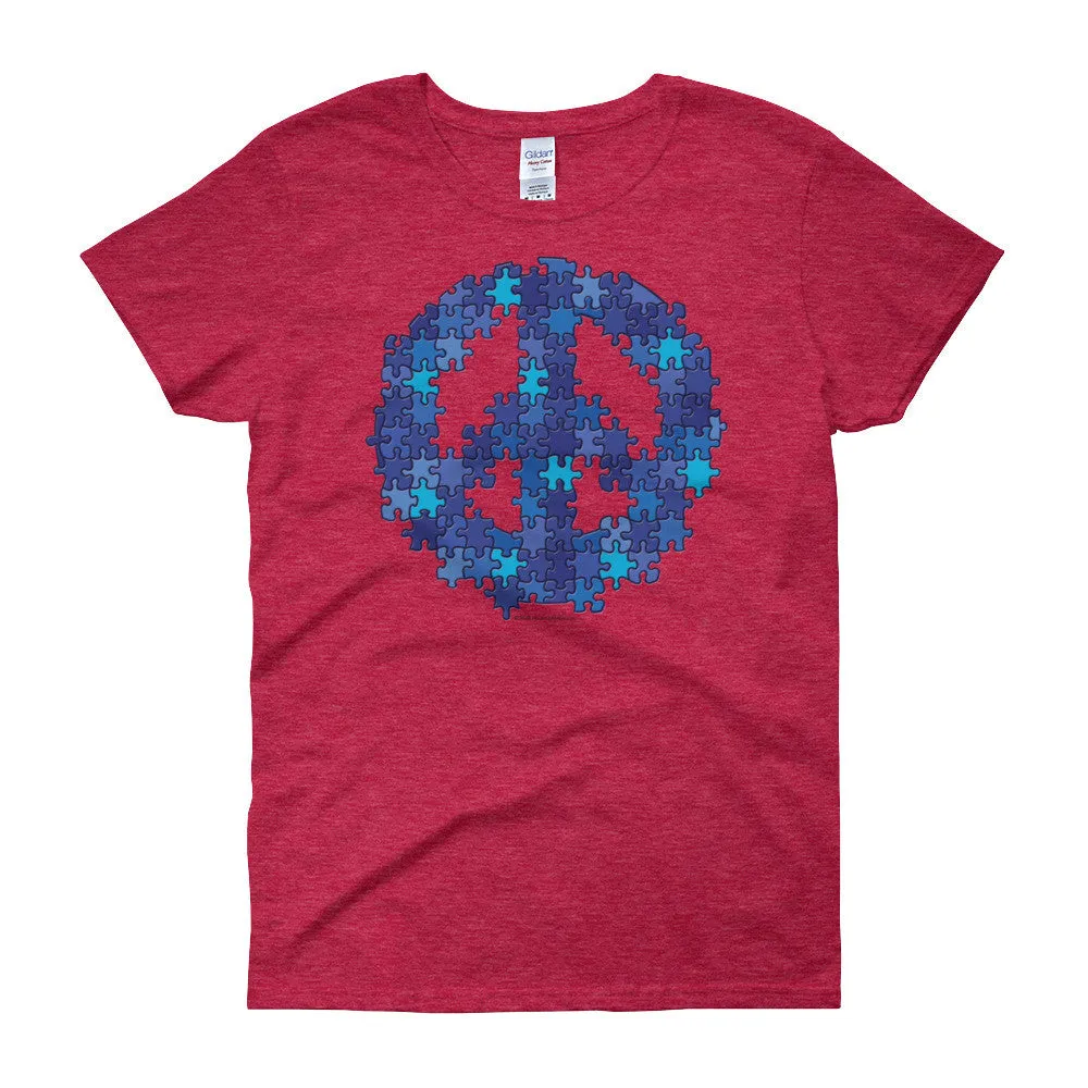 Puzzle Peace Sign Fitted T-Shirt