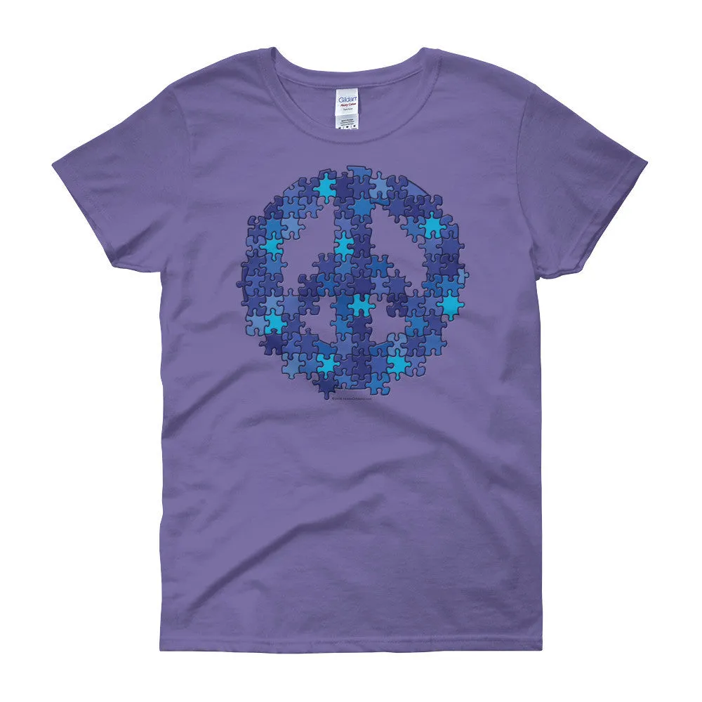 Puzzle Peace Sign Fitted T-Shirt