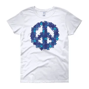 Puzzle Peace Sign Fitted T-Shirt
