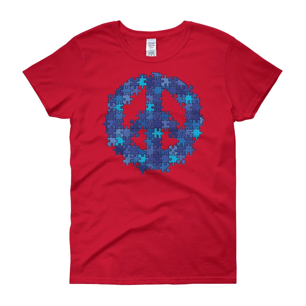 Puzzle Peace Sign Fitted T-Shirt