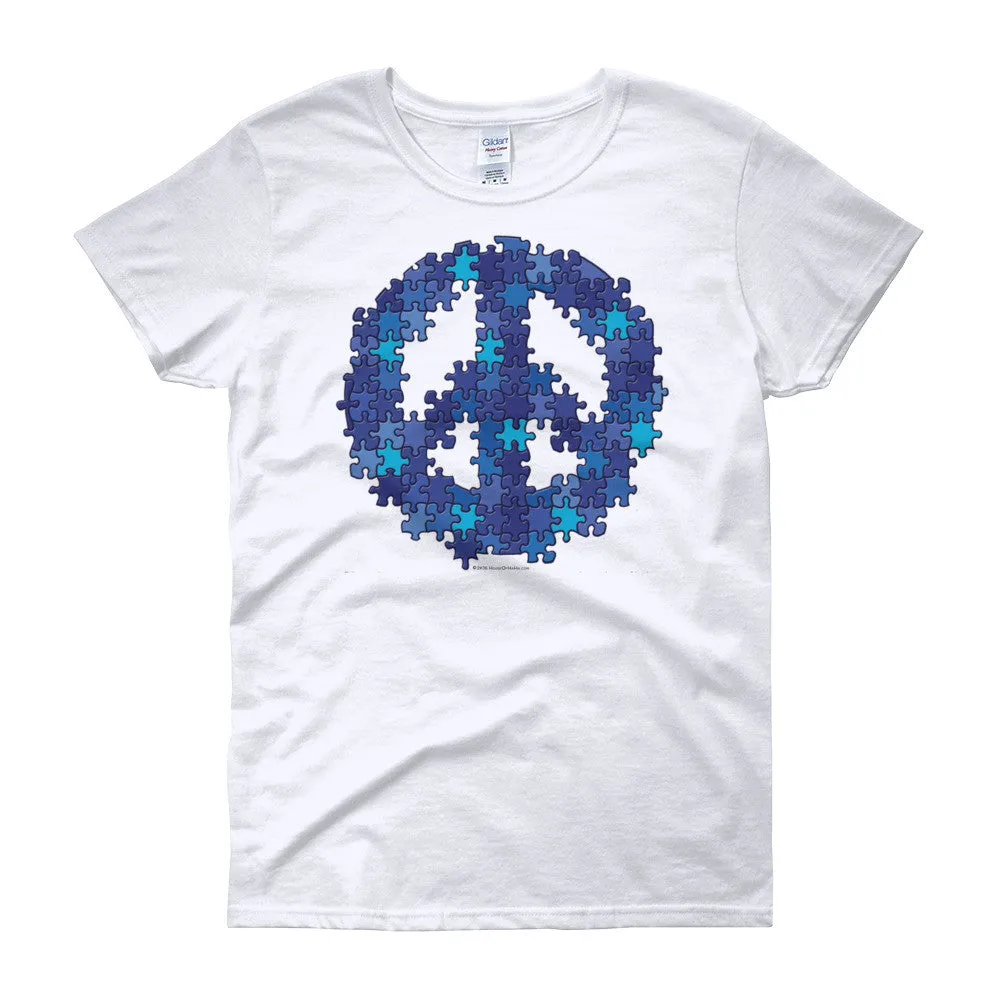 Puzzle Peace Sign Fitted T-Shirt
