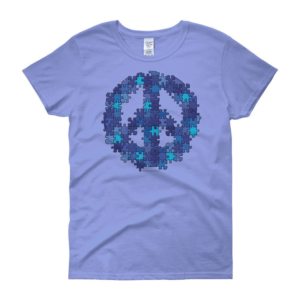 Puzzle Peace Sign Fitted T-Shirt