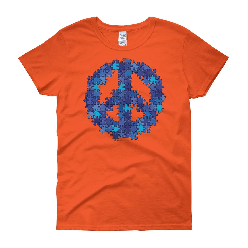Puzzle Peace Sign Fitted T-Shirt