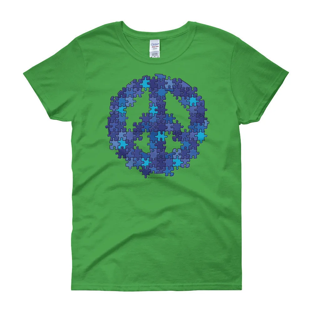 Puzzle Peace Sign Fitted T-Shirt