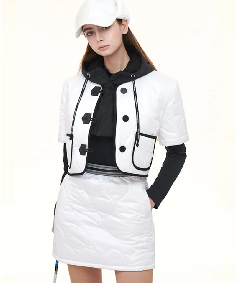 Q.C PLAY: Quilted Padded Fleece Shorts With Banded Pocket Skirt - 2 Colors
