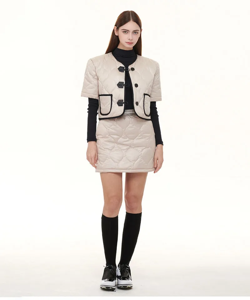 Q.C PLAY: Quilted Padded Fleece Shorts With Banded Pocket Skirt - 2 Colors