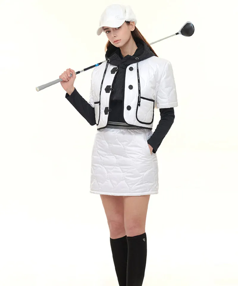 Q.C PLAY: Quilted Padded Fleece Shorts With Banded Pocket Skirt - 2 Colors