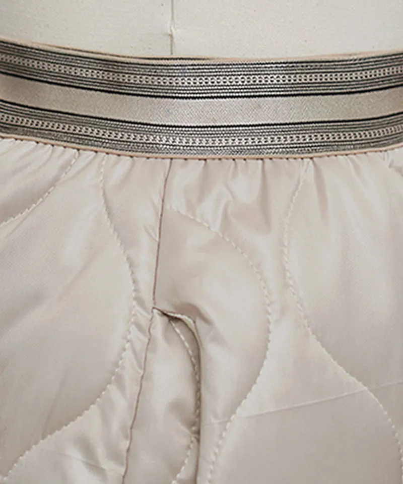 Q.C PLAY: Quilted Padded Fleece Shorts With Banded Pocket Skirt - 2 Colors