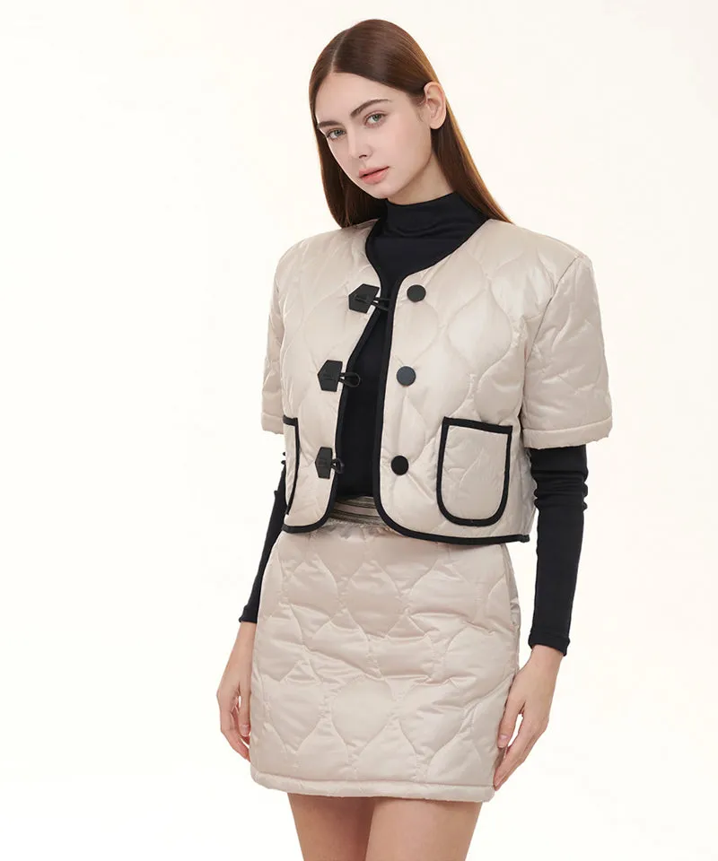 Q.C PLAY: Quilted Padded Fleece Shorts With Banded Pocket Skirt - 2 Colors