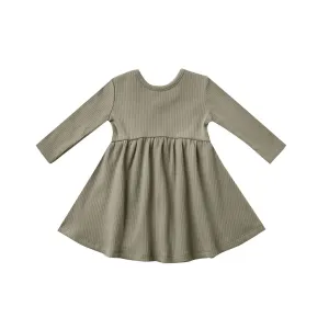 Quincy Mae Ribbed Long Sleeve Dress - Fern