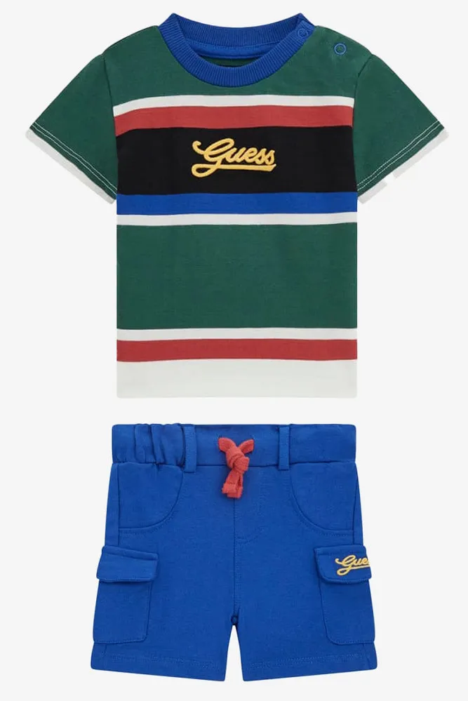"Archie" Blue & Green Striped T-Shirt & Shorts