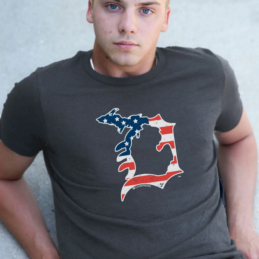 "Michigan D Flag" Men's Crew T-Shirt