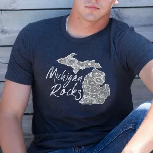 "Michigan Rocks Petoskey Stone" Men's Crew T-Shirt