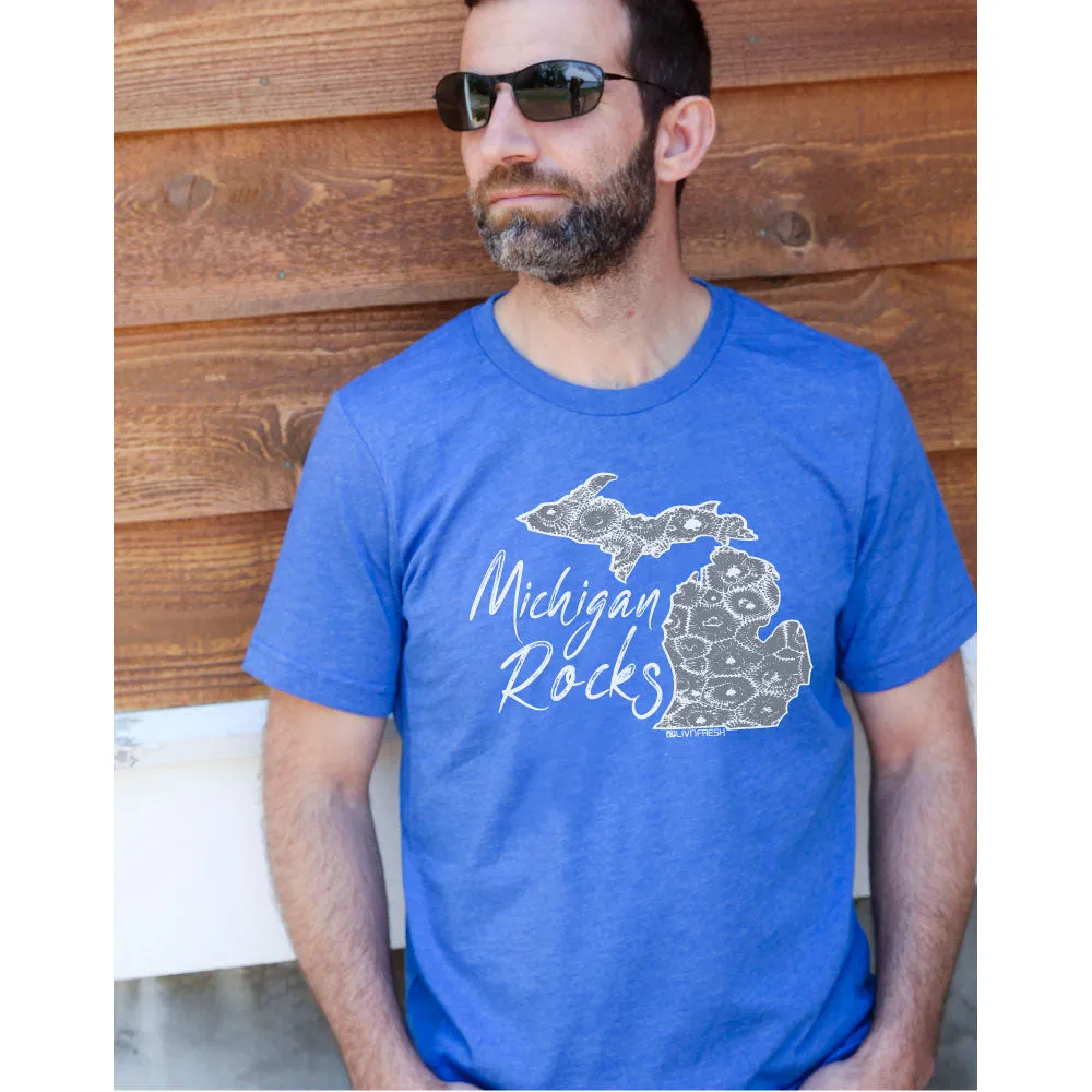 "Michigan Rocks Petoskey Stone" Men's Crew T-Shirt