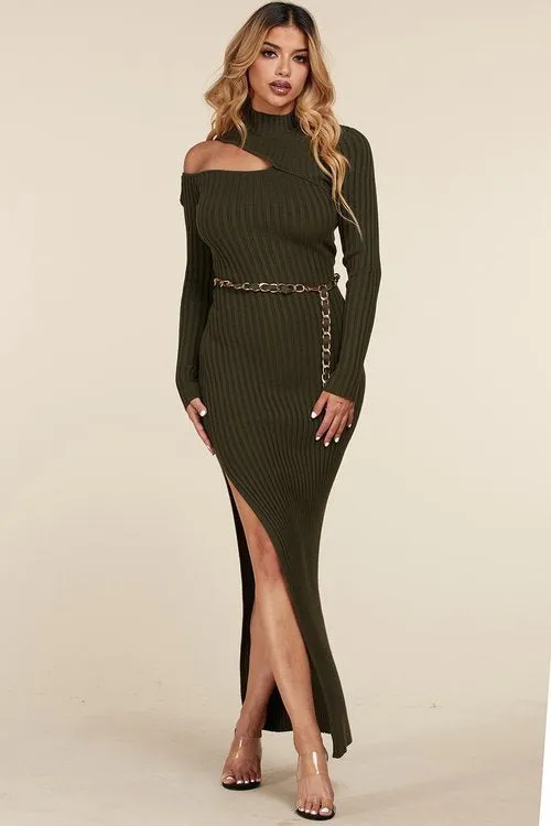 "MILAN" DARK GREEN BODYCON MAXI DRESS