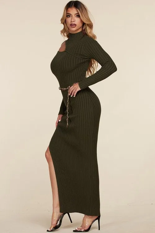 "MILAN" DARK GREEN BODYCON MAXI DRESS