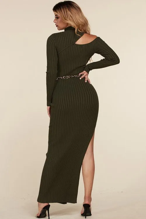 "MILAN" DARK GREEN BODYCON MAXI DRESS