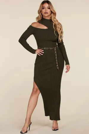 "MILAN" DARK GREEN BODYCON MAXI DRESS