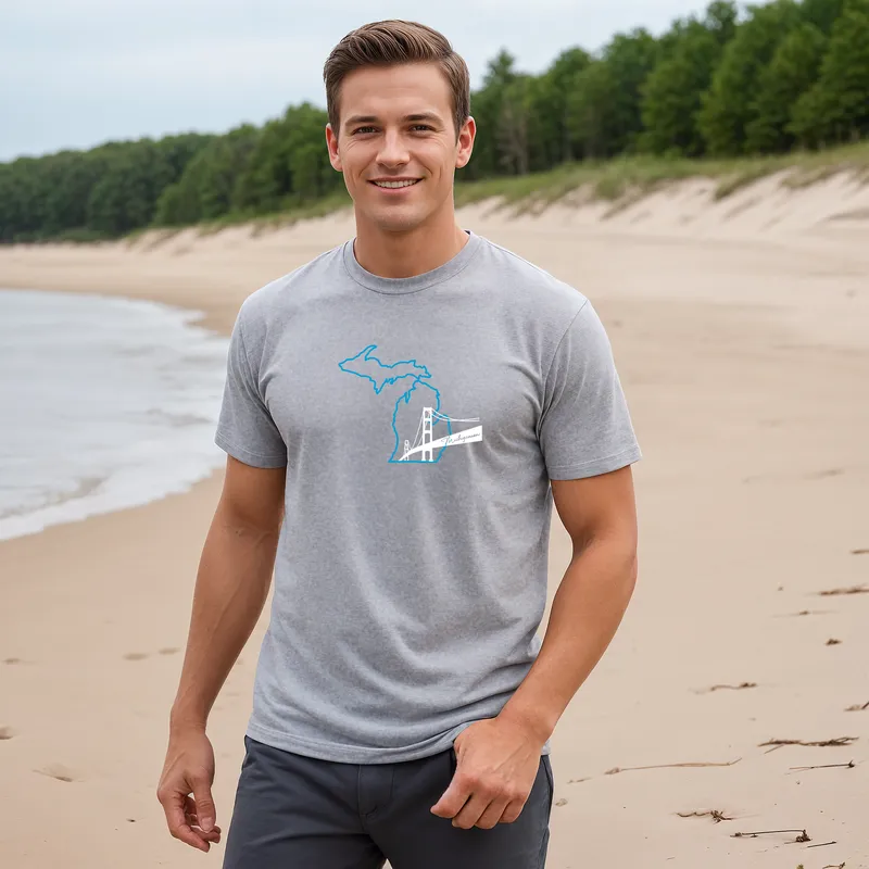 "NEW Michiganian Bridge" Men's Crew T-Shirt