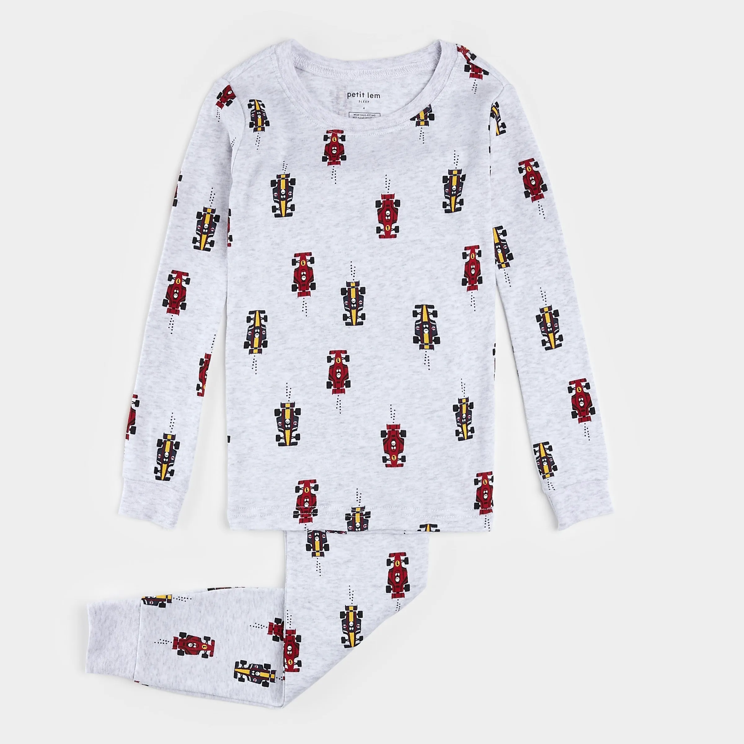 Race Car Print on Heather Grey PJ Set