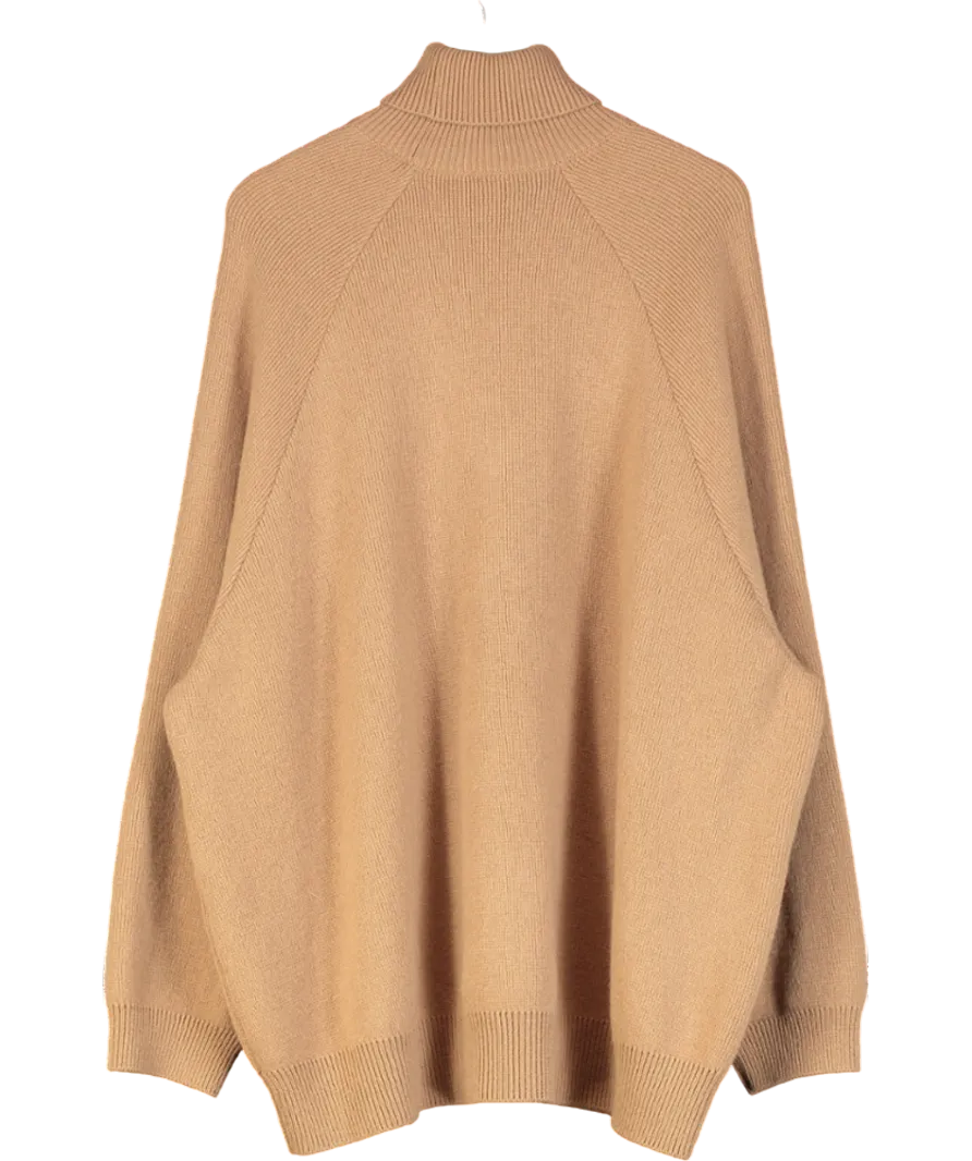 Raey Brown Raglan Wool-blend Roll-neck Jumper UK S/M