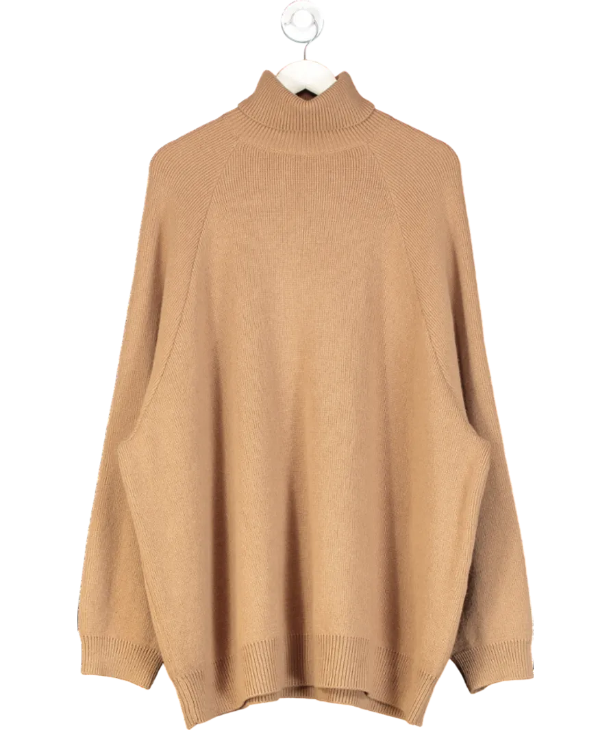 Raey Brown Raglan Wool-blend Roll-neck Jumper UK S/M
