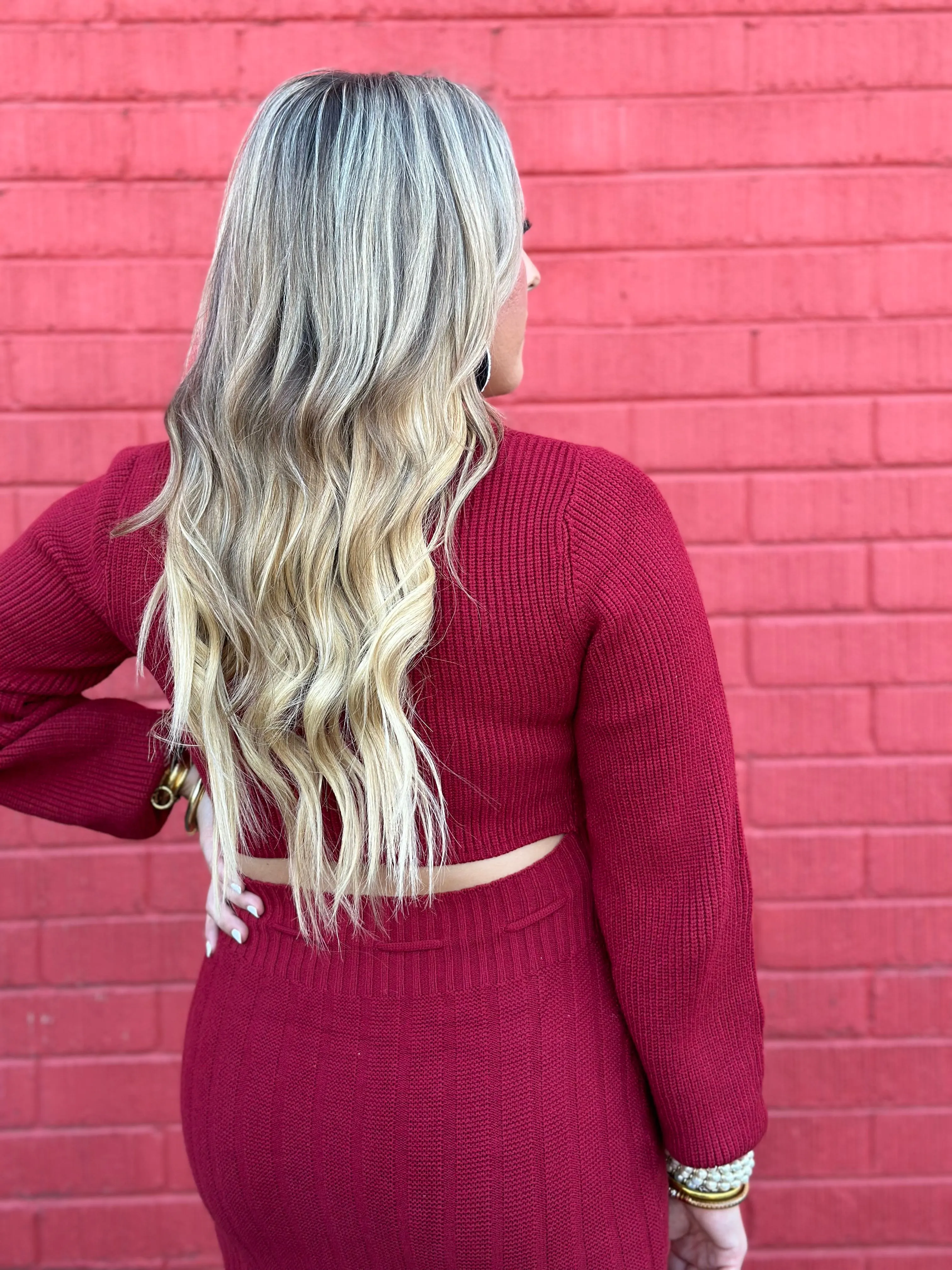 Red Balloon Long Sleeve Ribbed Sweater Dress *Final Sale*