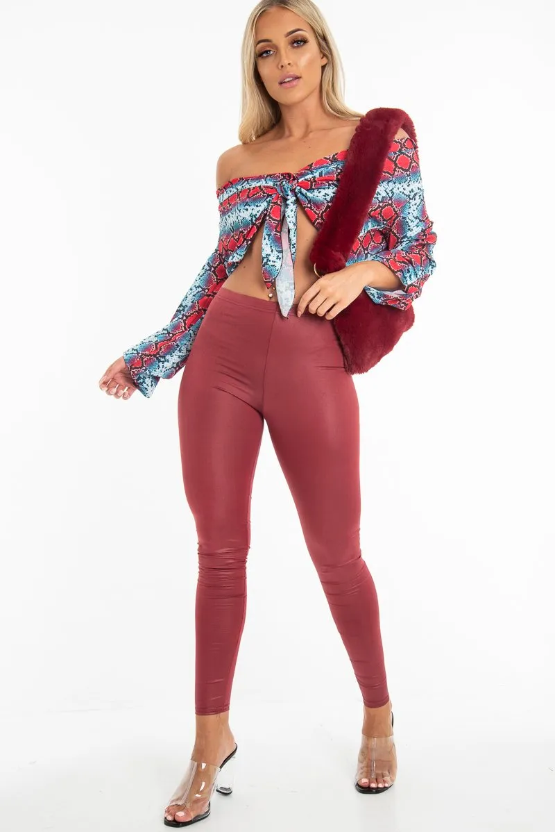 Red Blue Snake Oversized Button Down Shirt - Sopha
