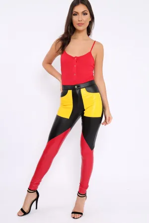 Red Ribbed Popper Front Bodysuit - Baylee