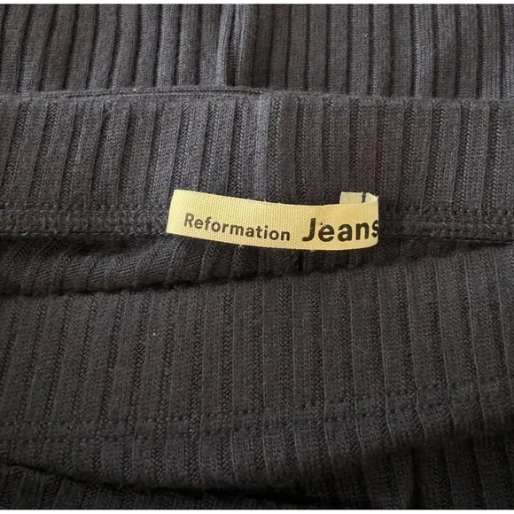 Reformation Jeans Womens Skirt Blue Midi Wrap Ribbed Knit Stretch Size Small