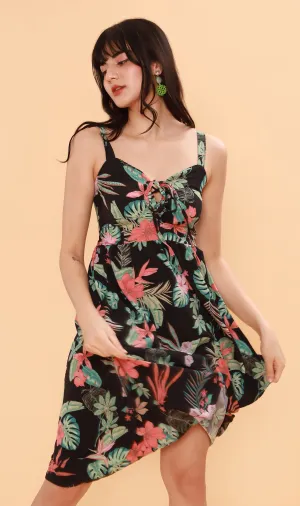 REINE Tropical Lace-Up Midi Dress